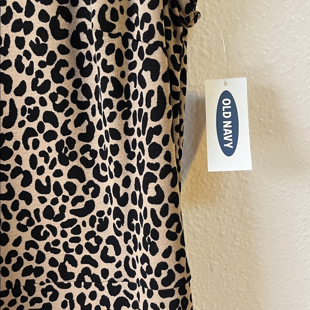 Old Navy Leopard Print Midi Dress Sleeveless Ruffle NWT M - Picture 4 of 8